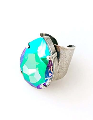 Download Amazon.com: Swarovski Crystal Paradise Shine Big and Bold Pear Cigar Band Style Ring, 30x20mm ...