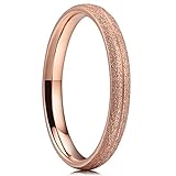 Three Keys Jewelry 3mm Womens Titanium Rose Gold Silver Wedding Ring Matte Frosted Grooved Wedding Band