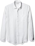 Amazon Essentials Men's Long-Sleeve Linen Shirt, White, XX-Large