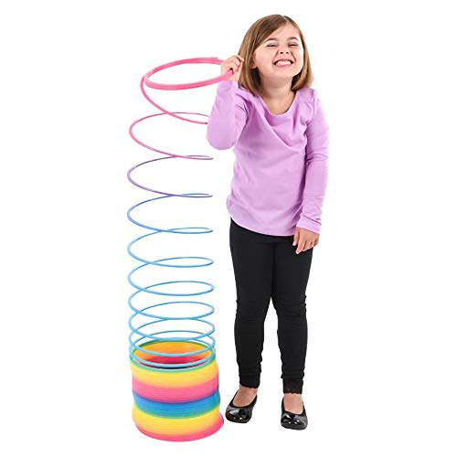 The Dreidel Company Jumbo Rainbow Plastic Coil Spring, Party Favor for Kids, Individually Wrapped, 7