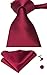 Hi-Tie Mens Solid Color Tie Handkerchief Cufflinks set Woven silk Wedding Tie
