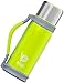 Bago Stainless Steel Double Wall Insulated Personal Water Bottle with Cover for Travel, Fishing & Camping. 1.2L Green Vacuum Infuser, Cup and Carrier for Hot Tea, Cold Alkaline Fruit Juices & More.