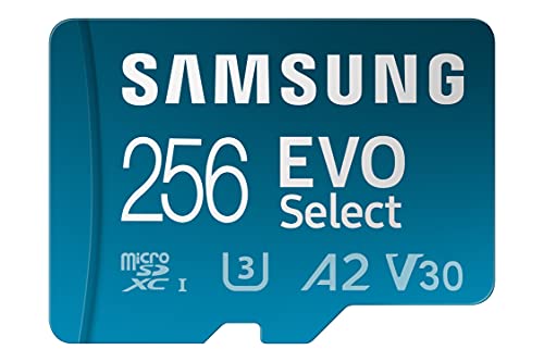Samsung EVO Select (2024) microSD-Karte + SD-Adapter, 256 GB, Speicherkarte für Smartphone und Tablet, UHS-I U3, 4K UHD, Full HD, 160 MB/s Lesen, MB-M