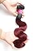 Ulove Hair Brazilian Hair Body Wave Bundles 3Bundles,Ombre Brazilian Virgin Hair Human Hair Weave Two Tone Black (T1B/99J,16