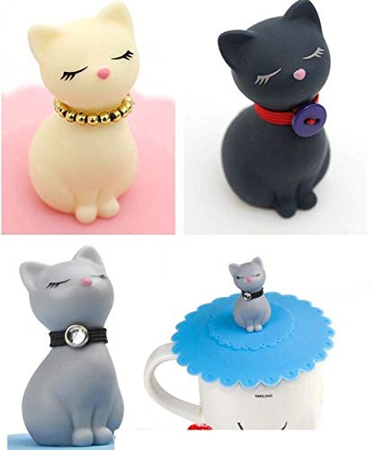 Rimobul 3 pcs Lovely Cats Lid Watertight Silicone Cup Lid Cover Mug Cap Block dust Leakproof Lid (Cat) - Thumbnail 3