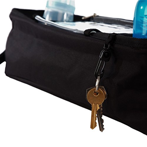BEST DOUBLE STROLLER ORGANIZER Storage Bag for Double / Twin / Tandem Strollers, Exclusive Phone-Pocket Cell Holder & Waterproof Rain Cover. PLUS 2 FREE Stroller Hooks. Must Have Stroller Accessory