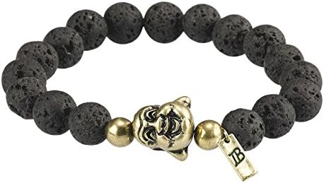 Icon Brand Men's Black Lava Bead Theravada Buddha Charm Stretch Bracelet