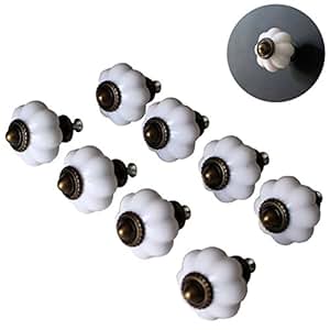 Set 8 Pomos Efecto Cerámica Blanco Crema por Kurtzy - Efecto Antiguo