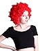 HDE Neon Color Afro Curly Clown Halloween Costume Party Wig Fake Goofy Unisex Hair (Red)