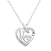 Mother's Day Series Hollow Rhinestone Heart with Words Pendant Necklace Best Gift for Moms Antique white MOM