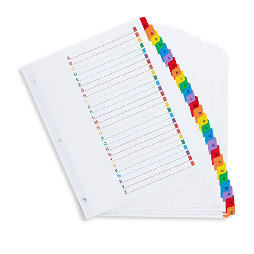 Blue Summit Supplies Alphabet Binder Tab Dividers for 3 Ring Binder or