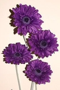 4x artificial gerberas cadbury purple flowers
