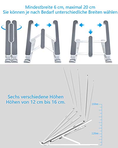 aifulo Laptop Ständer Höhenverstellbar, Notebook Ständer Tragbarer，Laptop ständer faltbar rutschfest und Kratzfest Kompatibel mit 11-15.6 Zoll Laptop