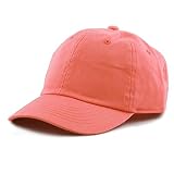 The Hat Depot Kids Washed Low Profile Cotton and Denim Baseball Cap (Coral)