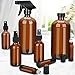 Glass Spray Bottle, KAMOTA Amber Glass Spray Bottles Set Refillable Container for Essential Oils, Cleaning Products, or Aromatherapy - 16 OZ x 2, 2 OZ x 4, 10 ml Roller Bottle x 4