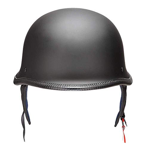 LeeMas Inc Motorcycle Chopper Helmet Half Face German Style DOT Approved Skull Cap Open Face Cruiser Chopper Biker Black Size L