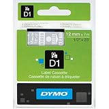 DYMO Standard D1 Labeling Tape for LabelManager Label Makers, White print on Clear tape, 1/2'' W x 23' L, 1 cartridge (45020)