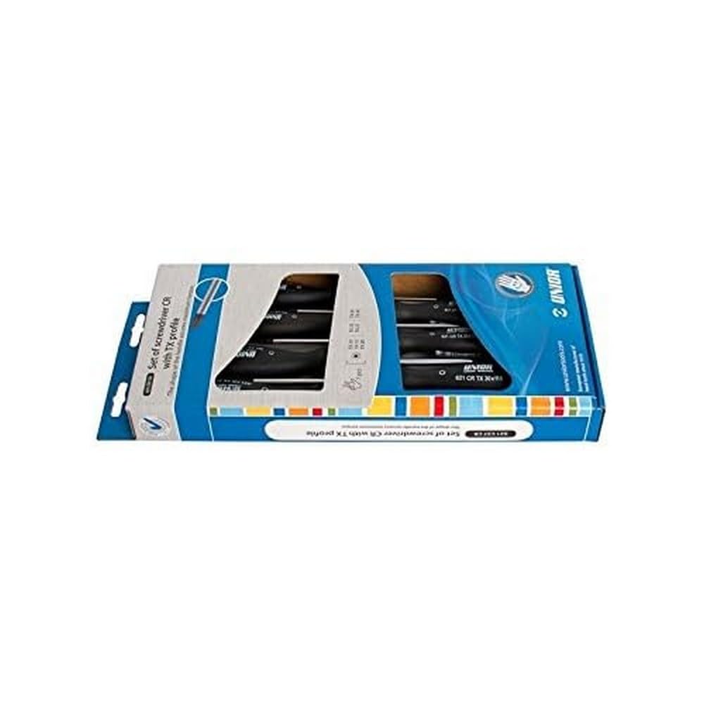 UNIOR 617031 - Juego de 7 destornilladores CR con perfil TX in TX 10 a TX 40 Series 621CS7CR Card Box