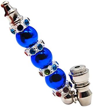 Creative Gemstone Inlaid Pipe,Portable Filter Metal Pipe, Pipe spiriter's Spiritual Paradise（Blue）