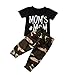 Ec Newborn Baby Boy Letter O Neck T shirt Tops Camouflage Pant Outfits Clothes Set (12Months, Black)
