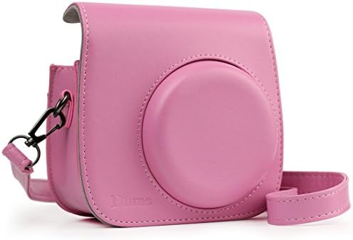 Durac PU Leather Case for Fujifilm Instax Mini 8 Camera w/Removable Shoulder Strap -Pink
