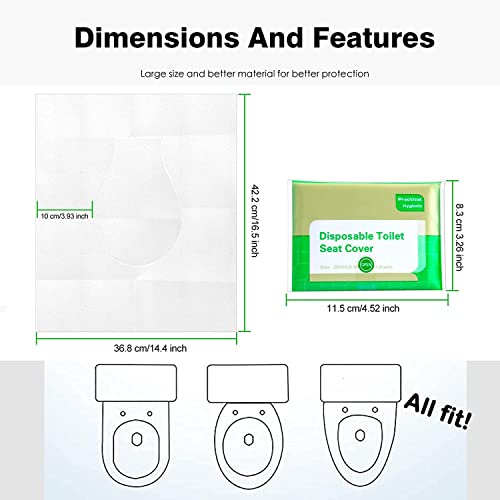 Sawanork 100 Pcs Flushable Paper Toilet Seat Covers for Adults and Kids, Disposable Travel Essential Accessories for Airplane, Road Trips, Camping