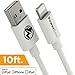 PowerBear Long iPhone Charger 10ft [MFI Certified] Durable Silicone - White