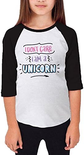 Shenmm I Don't Care I Am A Unicorn Boys&amp;Girls Middle Raglan Round Collar Tee