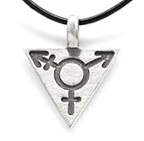 Pewter Transgender LGBT Gay Pride Triangle Pendant on Leather Necklace