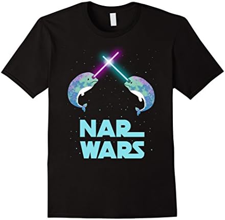 Mens Nar Wars Parody Funny Save the Narwhals Narwals Graphic TEE Large Black