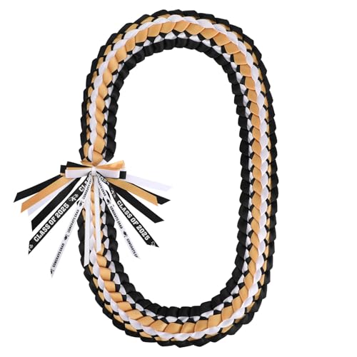Graduation Leis 2025 Graduation Leis Class Of 2025 Graduation Ribbon Lei Handmade Graduation Braided Necklace Graduation Gift Party Accessories For Women Man Grad Gift Party Supplies, Gold And Silver For Sale