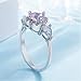 Haluoo Amethyst Rings, Three Hearts Oval Cut Fire Opal Statement Ring Fashion Gemstone Engagement Wedding Promise Ring Emerald Cut Eternity Bands for Women Girls Size 6-10 (6, Silver)thumb 3