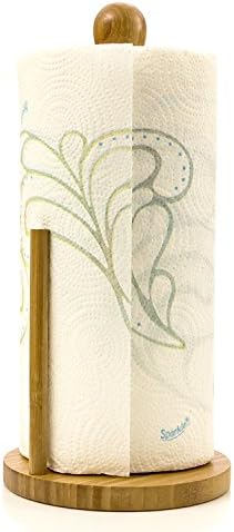 Paper Towel Holder Tissue Roll Kitchen Counter Top Made of Organic Bamboo Wood By Intriom Bamboo Collection