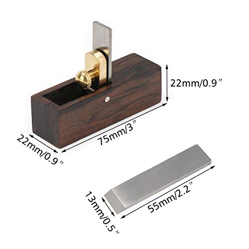 Micro Wood Plane, EnPoint Mini Block Plane Ebony 3 Inch Hand Planer High-speed Steel Blade 90 Degree Carpenter Smoothing Wood Hand Tools for Carpenter Woodworker