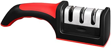 UVIA Kitchen Diamond Manual Sharpener 3 Stage Manual System for All Sized Household Knives Ergonomic Design Non Slip Sponge Mats