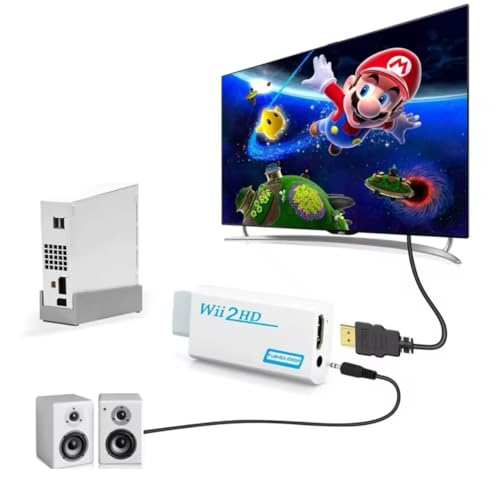 BD&M Wii to HDMI Adapter, WII to Hdmi Converter, Connect Wii Console to HDMI Display Monitor with 3.5mm Audio Supports All Wii Display Modes
