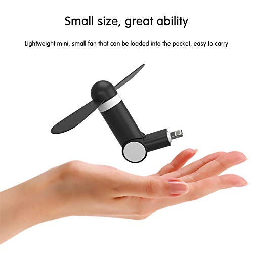 iUKUS Mini Phone Fan, [180 Rotating] Portable Mini Cooler Mobile Phone Fan Compatible with iPhone XS/XR/X/8/8+/7/7+/6, iPad, iPod (Black) - Thumbnail 3