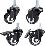 MVPOWER 2 Inch Stem Casters, 4 Pack Threaded Stem Casters PU Rubber Wheels with Brake Lock Heavy Duty Caster Wheels Loading 264.56 Lbs for Shopping Carts, Hand Trolley, Tools, Workbench, Furniture