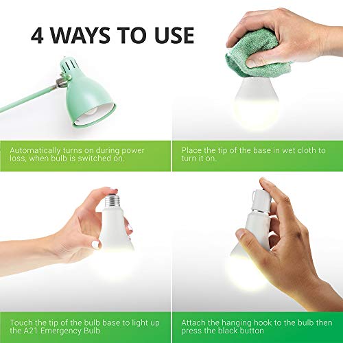 Sunco Lighting 6 Pack Rechargeable Emergency Bulb, A21, 11W, 4000K Cool White, E26, Battery Powered LED Bulb, 2 Hours Backup, Portable Camping Light - UL