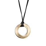 Handmade Brushed Circle Long PU Leather Rope Pendant Necklace for Women