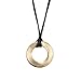 HONGYE Handmade Brushed Circle Long PU Leather Rope Pendant Necklace for Women