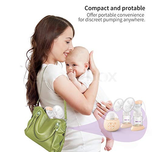 Double Electric Breast Pump, Yunbaby S19 Portable Breastfeeding Pump Ultra Quiet & 6 Phase Mode, Adjustable Speed & Nightlight Soother Music (Yellow-S19) - Thumbnail 4