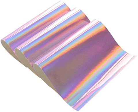 3 Pieces Pink A4 Size Glossy Holographic Faux PU Leather Fabric Sheets for Hair Bows Making, Headband Making, Hair Clips Making, Hair Crafts Making