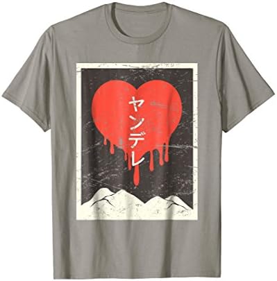 Mens Vintage Japanese "Yandere" Anime T-Shirt Small Slate