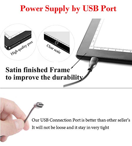 SanerDirect Diamond Painting A4 Light Pad, 2nd-Generation Ultra-Thin Tracing Light Board, USB Powered Adjustable Brightness Light Board with Clips, Stand