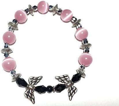 Design Pika Elegance Natural Pink Opal And Silver Plated Charm Handmade Stretch Bracelet for Women