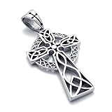 Jonline24h Stainless Steel Irish Knot Celtic Cross Mens Necklace Pendant 18-26 Inch Chain Gift (24 Inches)