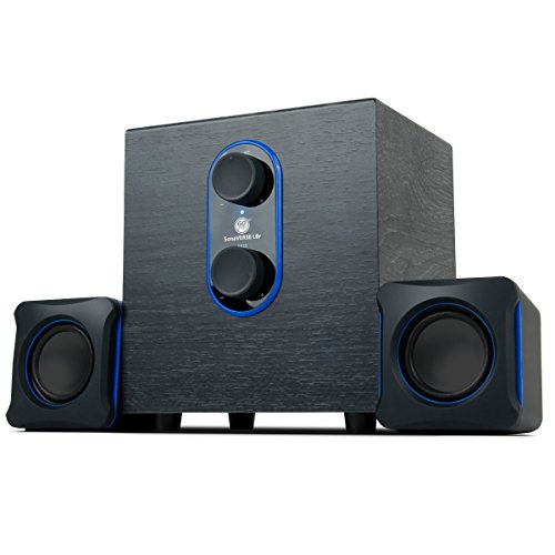 GOgroove 2.1 PC Speakers System with Subwoofer SonaVERSE LBr - USB Powered with 3.5mm AUX Audio Input, Bass/Volume Control Knobs, 11W RMS - Compact Size Ideal for Laptop, Small Desk