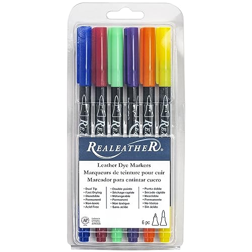 Realeather Basic Colors Dual Tip Leather Dye Pens (6 Pack) Pricepulse