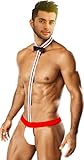 Men's Hot Sexy Mankini Costume Swimsuit Swimwear Thong Underwear,Red